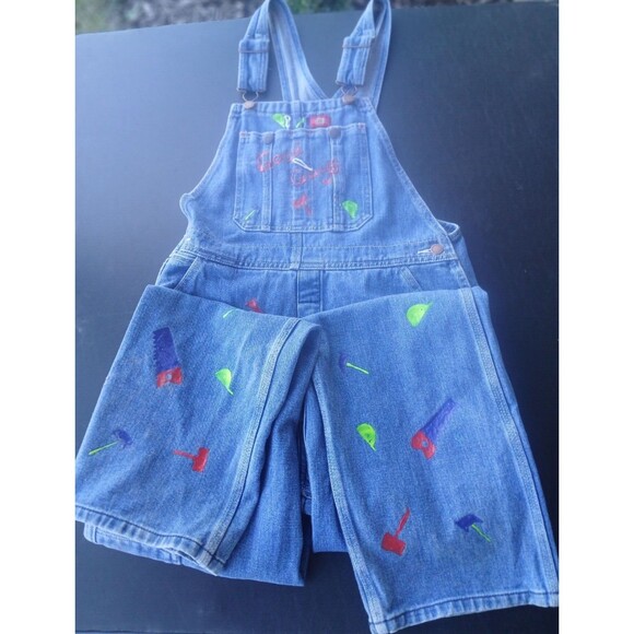 Dickies Bib Overalls Fall Womens L Y2K Artsisan Blue Denim Artsy DIY Outdoor - Picture 6 of 16